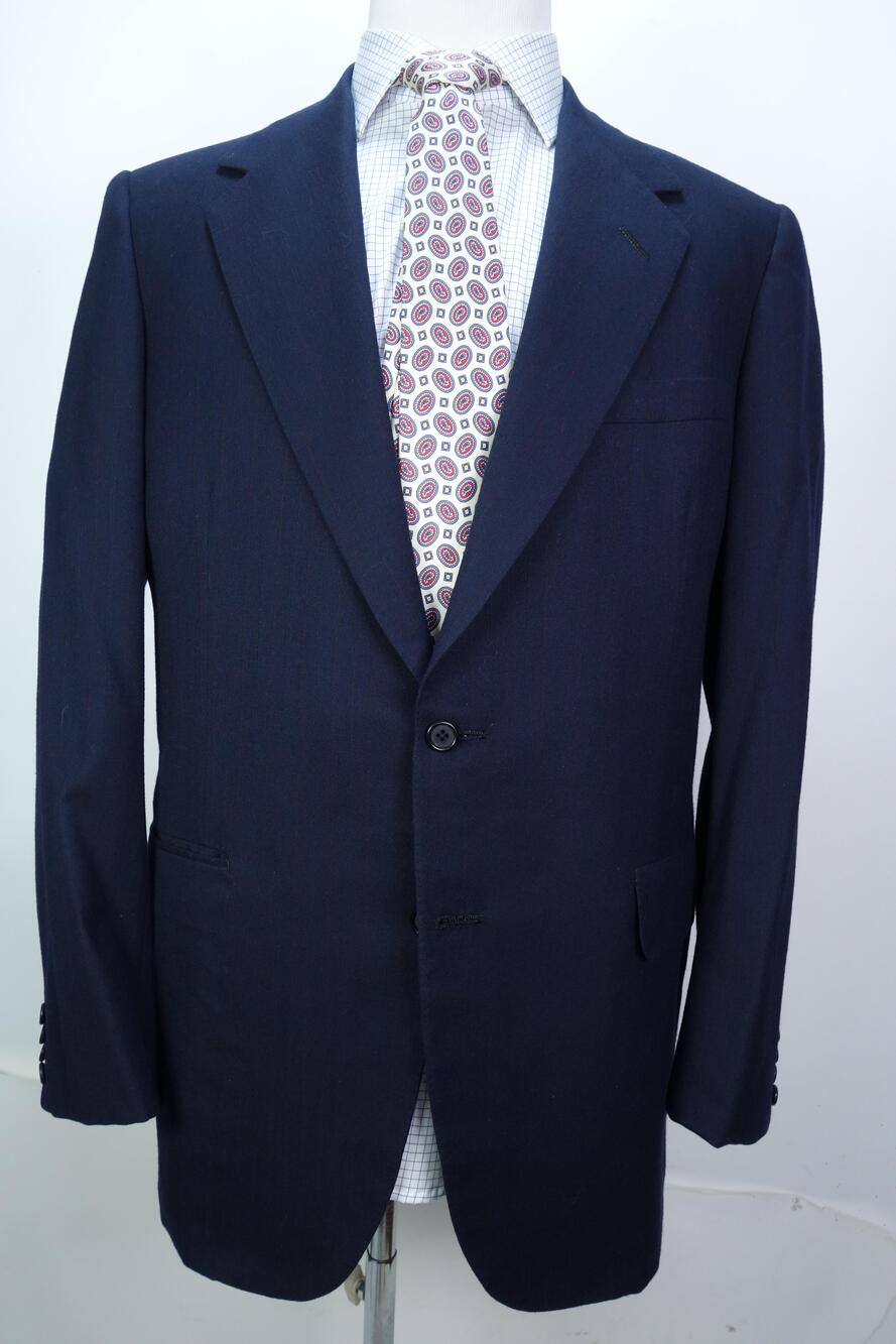 Oxxford Clothes Suit Jacket Mens 44R Blue Pinstripe Wool Ed Mitchell Blazer